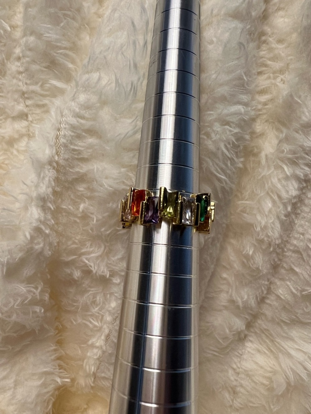 Gold Multi-Stone Statement Ring - Multi Colored & Adjustable - Picture 8 of 12